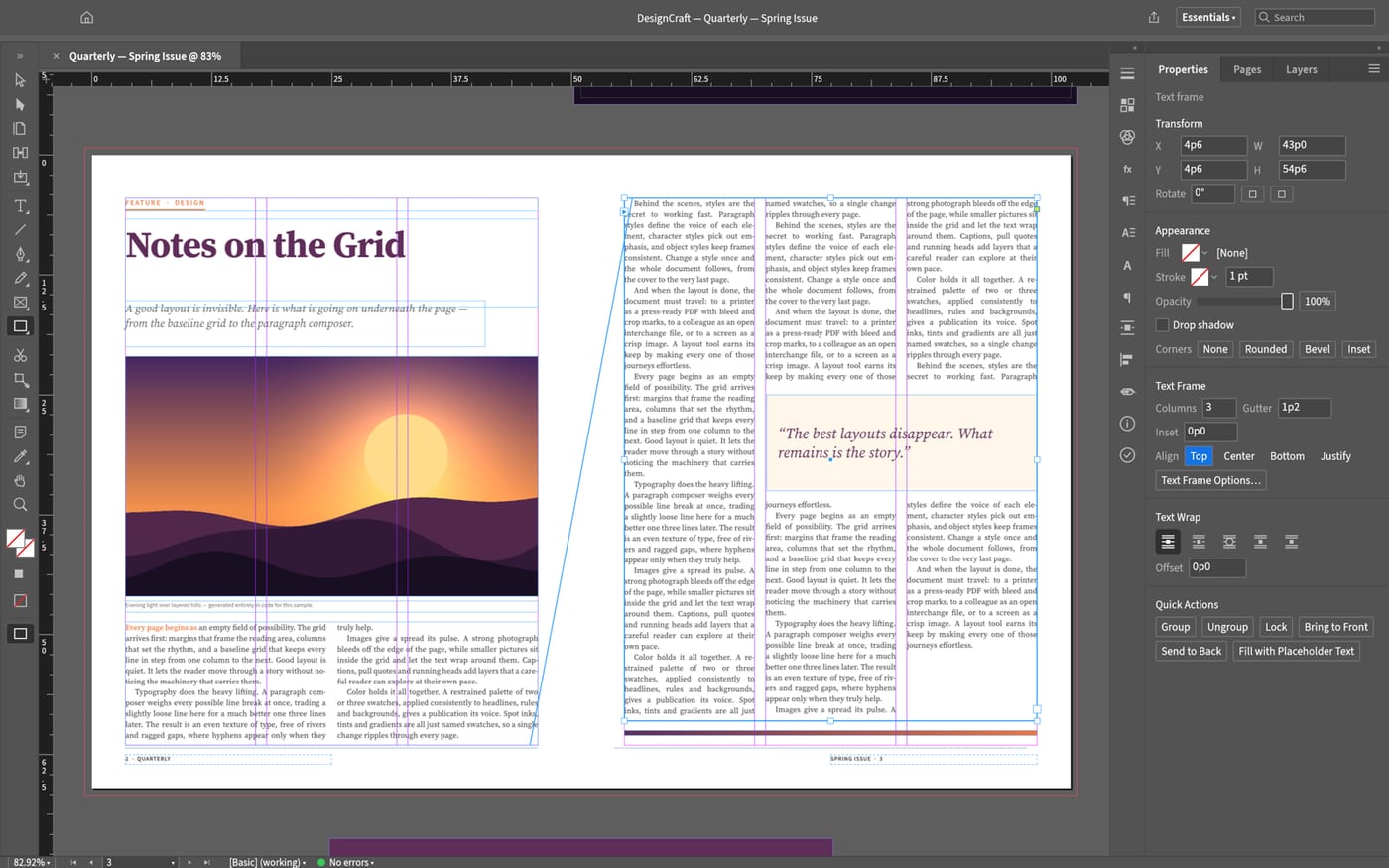 Aperçu de DesignCraft, alternative gratuite et open source à InDesign