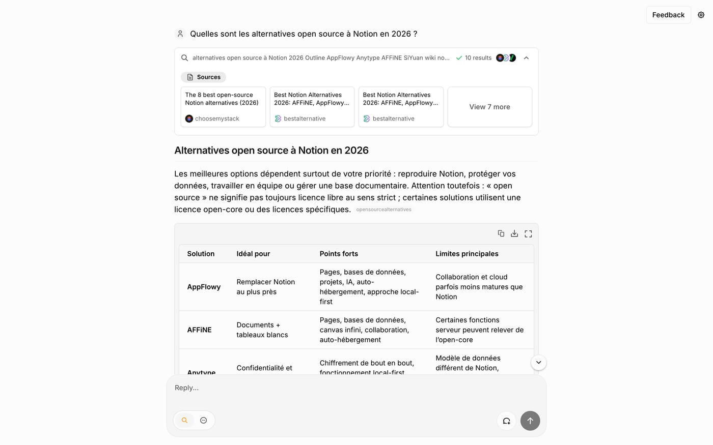 Aperçu de Morphic, alternative gratuite et open source à Perplexity Pro