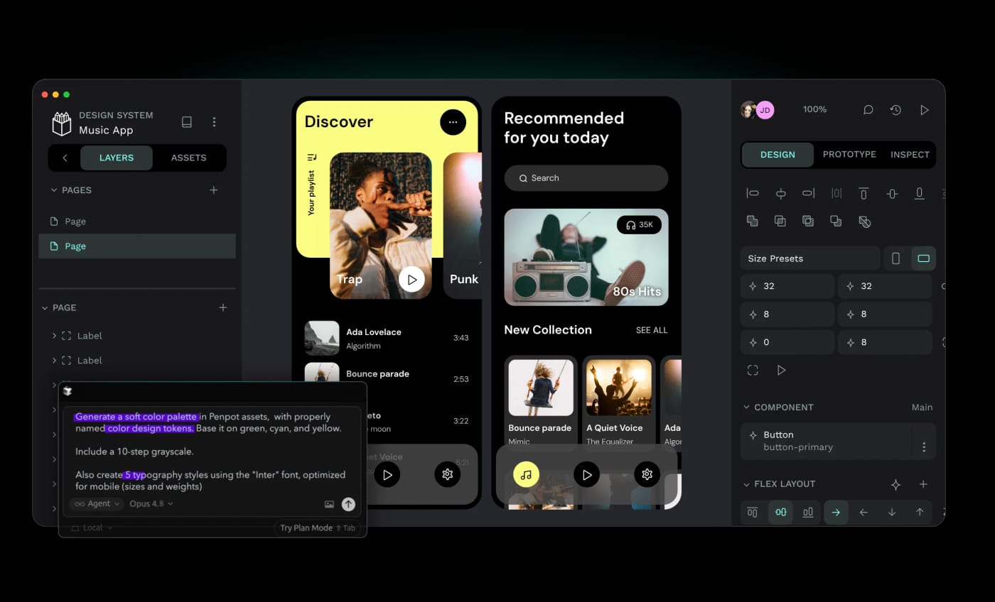 Aperçu de Penpot, alternative gratuite et open source à Figma