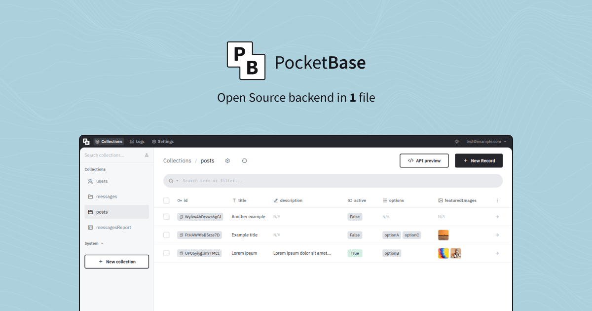 PocketBase — aperçu